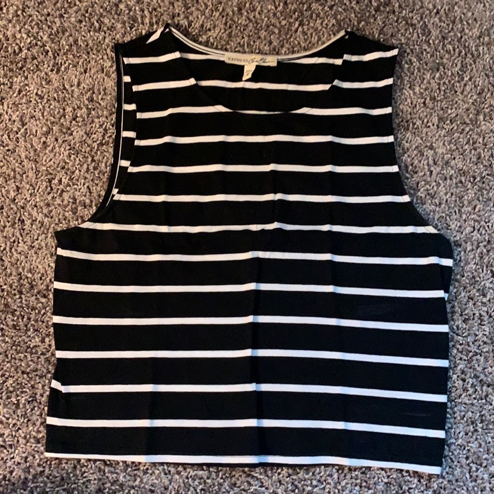 Express One Eleven Stripe Crop Tank